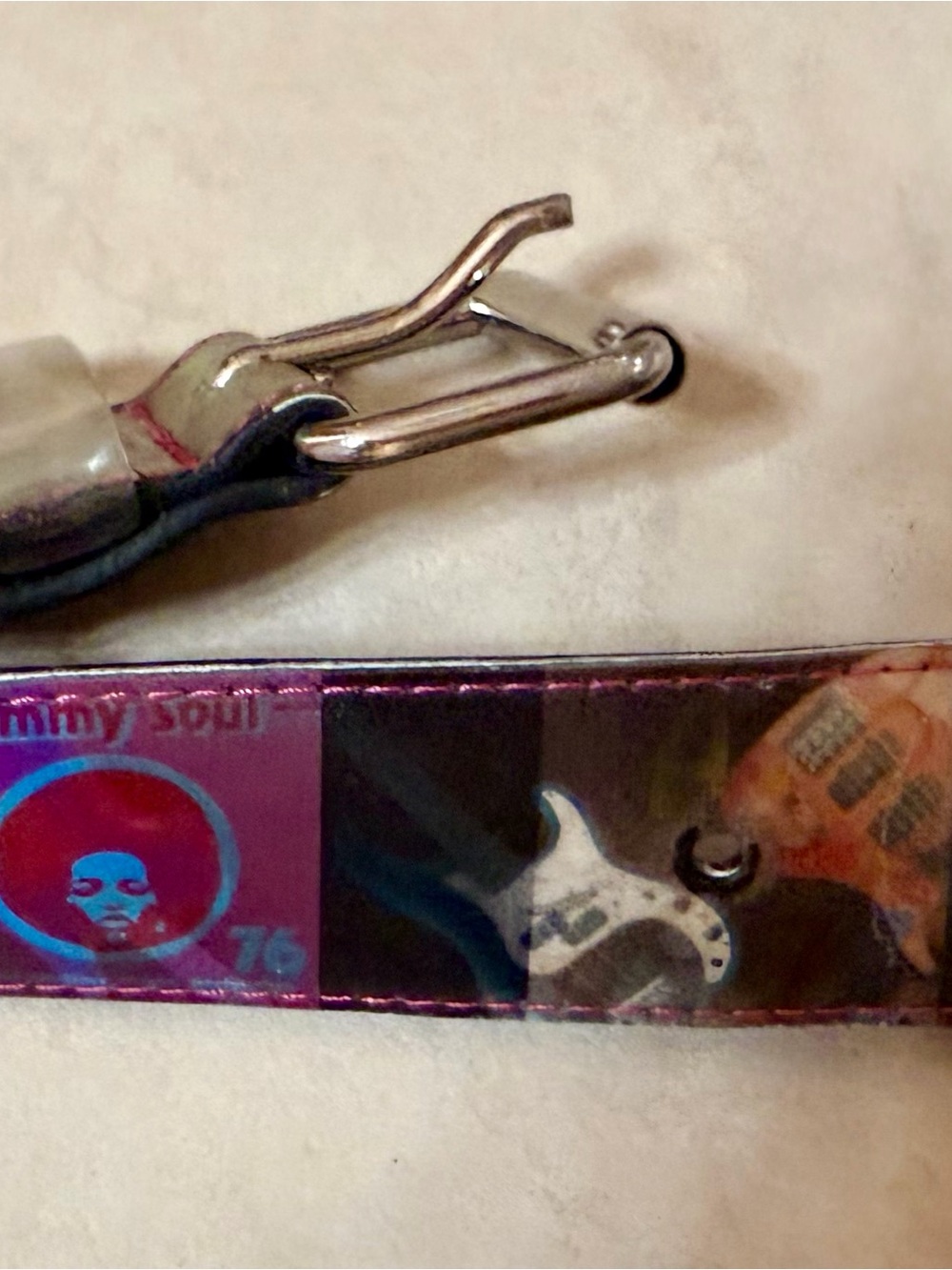 Forever 21 Pink Metallic Guitar Print Belt
